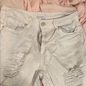 High Rise White Boyfriend Jeans